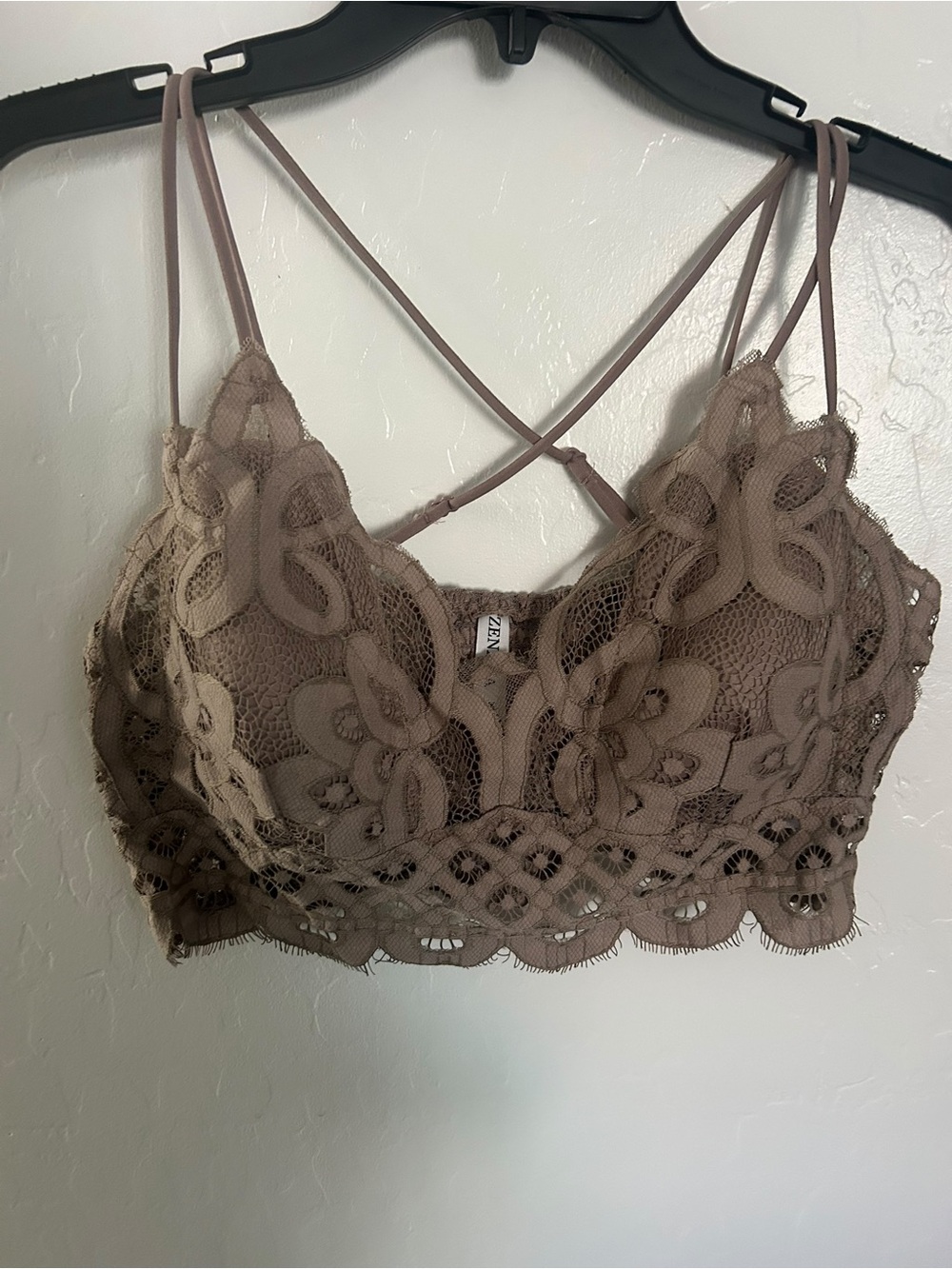 Zenana Outfitters Floral Lace Bralette - Taupe - Picture 2 of 4